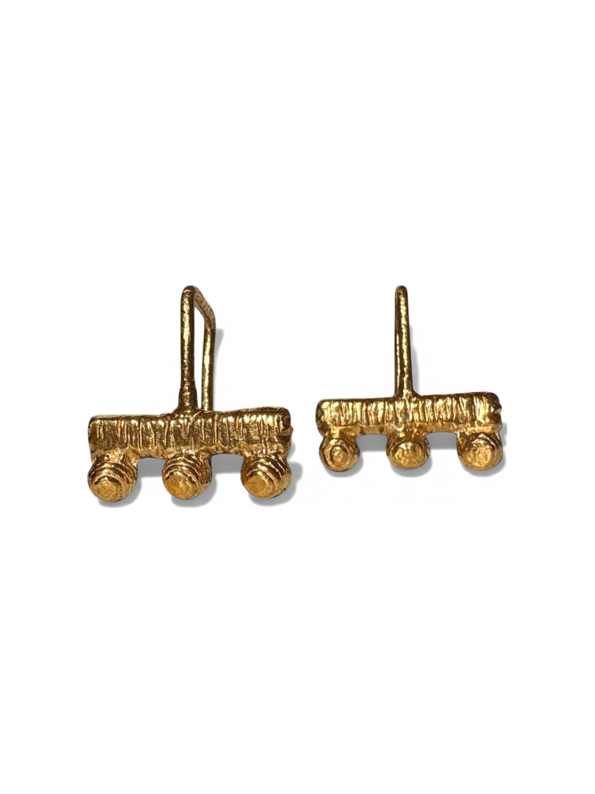 Orbital Hook Earrings — gold bar earrings with three bobbles